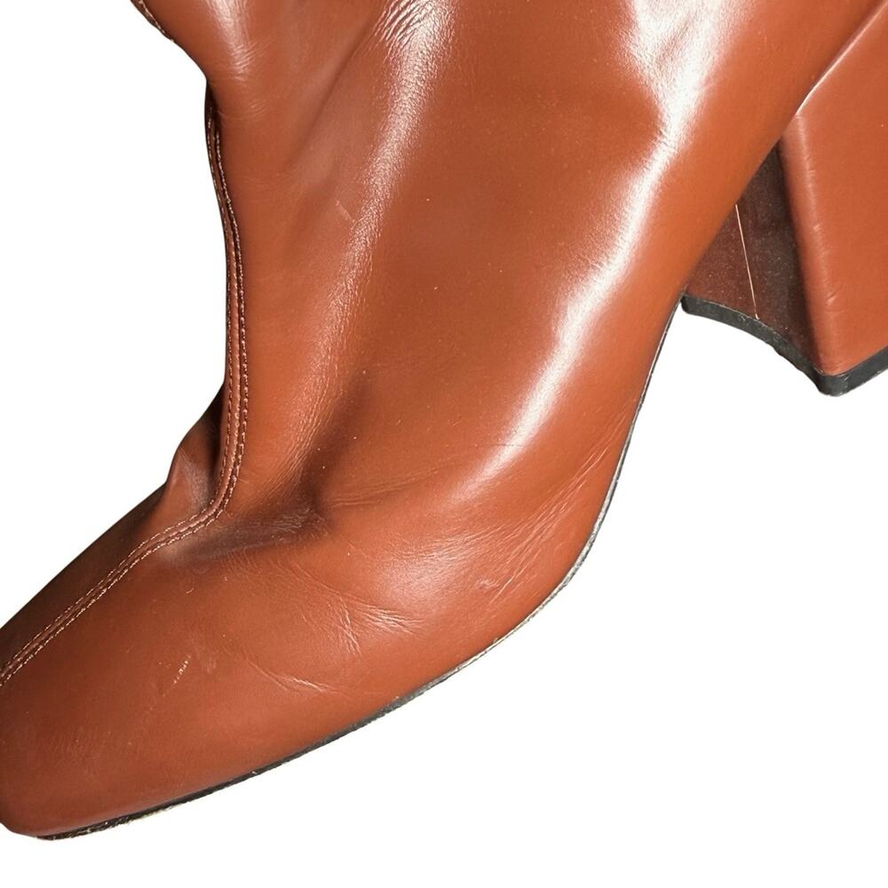 About Arianne Red Brown Chestnut Leather Square Toe Nico Heeled Boots 39 / US 9 - Picture 12 of 14